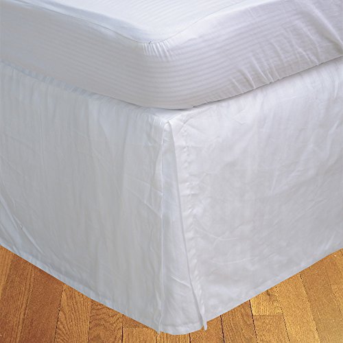 1pcs box jupe plissée de lit(blanc a_rayures,petite chambre double (4 pi x 6 pi 3 " ) , drop length 24cm) 100% coton-d'egypte qualité premium 300 nombre de fil B014RC8HQ0 BudgetLinen