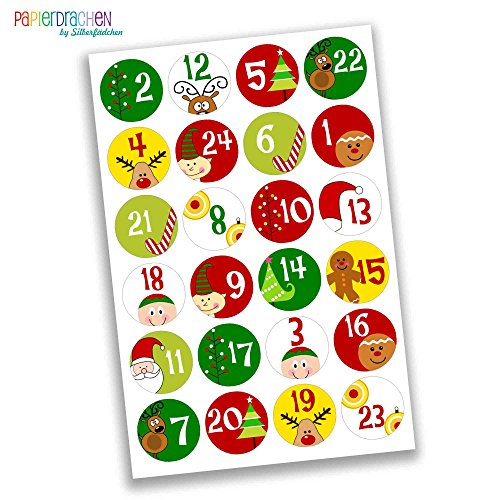 24 Numéro de calendrier de l'Avent Stickers - S...