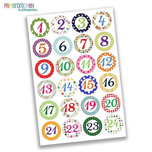 24 Numéro de calendrier de l'Avent Stickers - S...