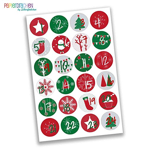 24 Numéro de calendrier de l'Avent Stickers - S...