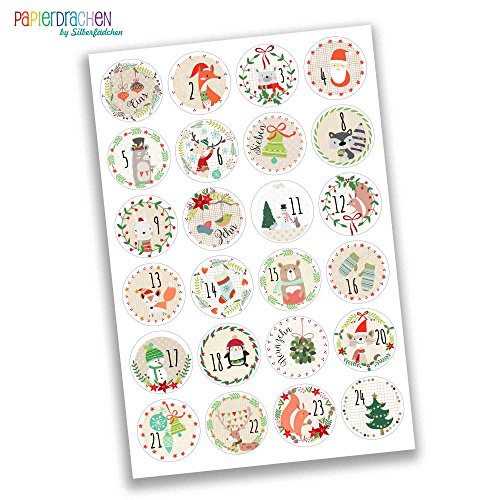 24 Numéro de calendrier de l'Avent Stickers - S...