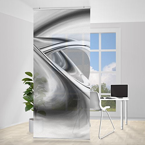 Apalis Paravent rideau Drifting II incl. équerre, Taille: 250x120 cm, panneau japonais, rideau coulissant, panneau-rideau, séparateur d'espace, paravent, tableau mural, déco, décoration code EAN B0161GC49G 