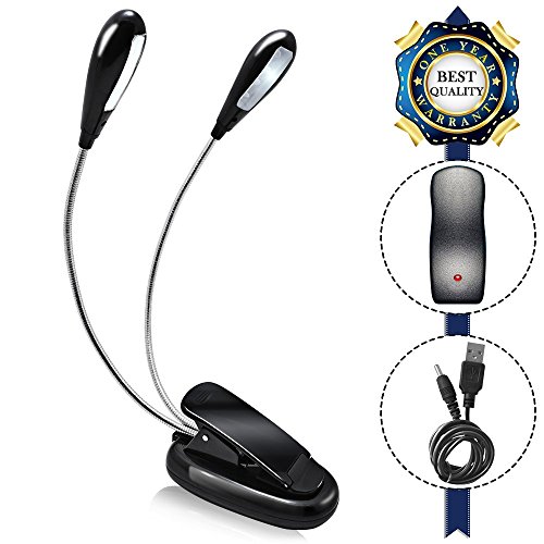 AFUNTA Rechargeable à double tête livre lampe avec clip et long bras réglable lecture dimmable pratique et portable pour travailler le lit de lecture conduit code EAN B0169U2R00 
