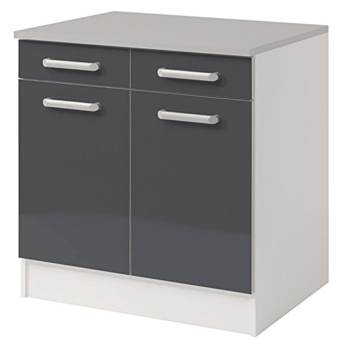 Paris Prix - meuble bas 2 tiroirs 2 portes 60 cm "shiny" gris code EAN B016A7SB48 