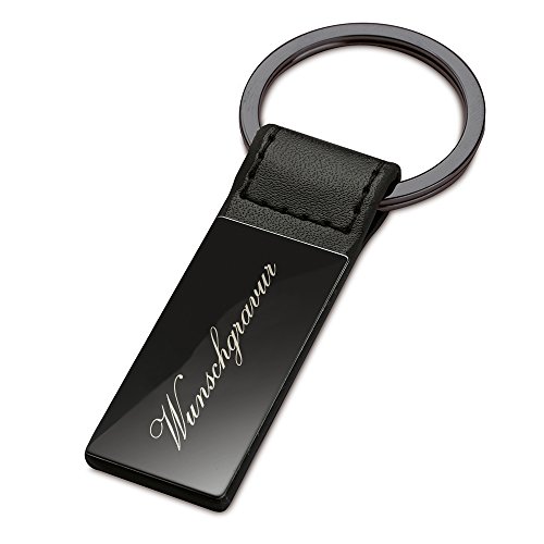 Porte-clés en cuir et métal avec gravure