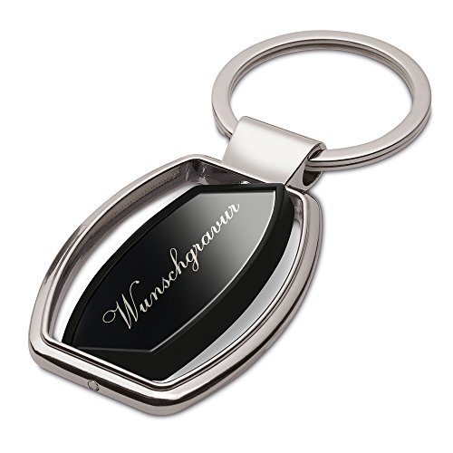 Porte-clés en noir et argent avec gravure, Grav...