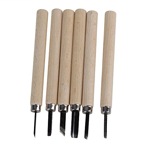 DN Couteau ciseau à bois couteaux à découper set lame en acier forgé gravers détail chisel bois artisanat graver burin outils carving paquet de 6 code EAN B016ZG8ZEK 