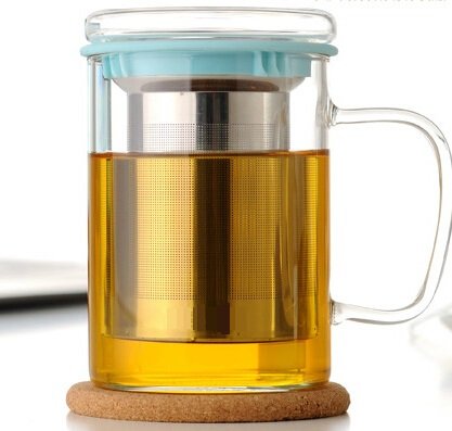 Tasse à thé en verre avec infuseur en acier ino...
