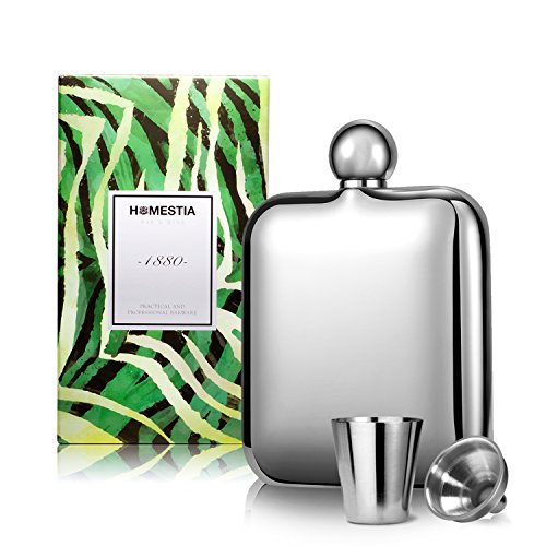 Flasque inox en surface lisse avec un entonnoir...