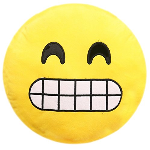 Icône emoticône smiley jaune ronde coussin de c...