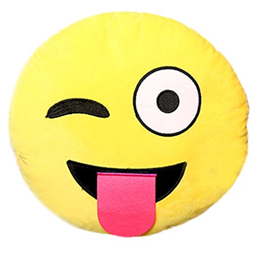 Icône emoticône smiley jaune ronde coussin de c...