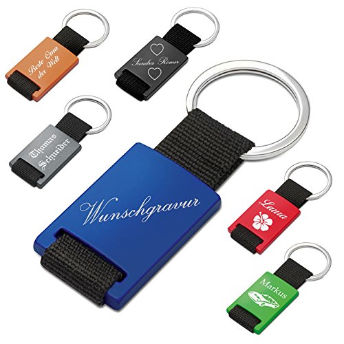 Porte-clés en aluminium et polyester avec gravu...