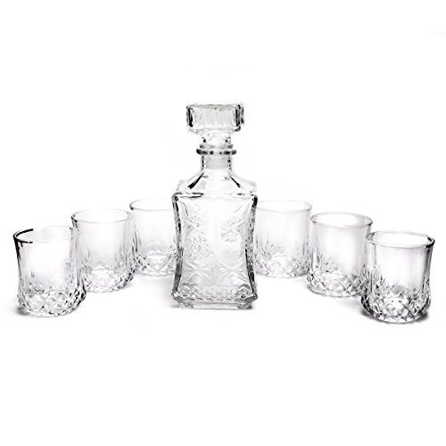 Classique crystal décanteur à whisky avec 6 verres