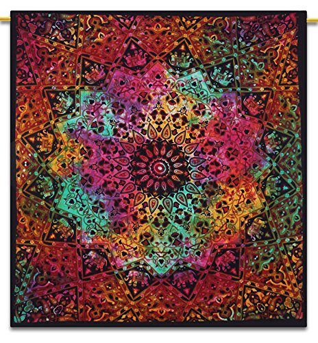 Indian wall hanging tapestry mandala star cotto...