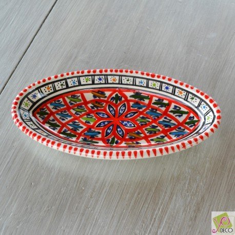 Plat ovale Jileni rouge - L 20 cm
