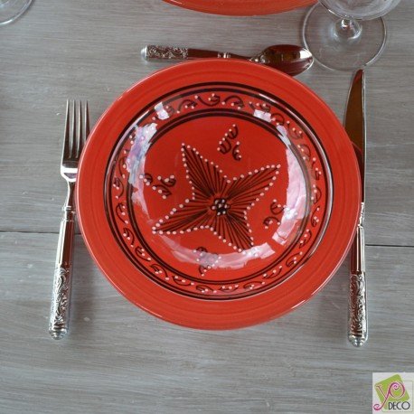 Assiette Tebsi Tatoué rouge - D 23 cm