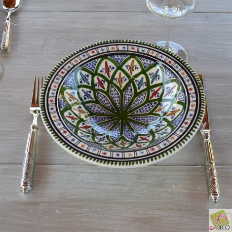 Assiette Tebsi Jileni vert - D 23 cm