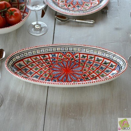 Plat ovale Jileni rouge - L 24 cm
