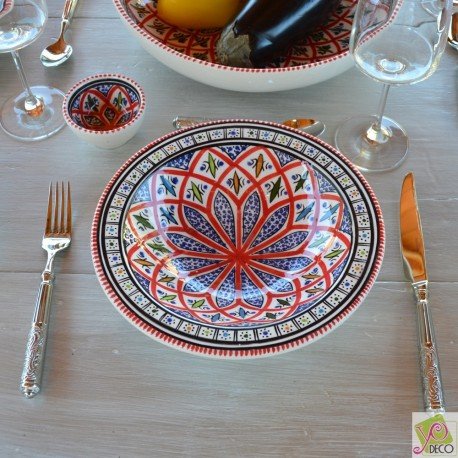 Assiette Tebsi Jileni rouge - D 23 cm