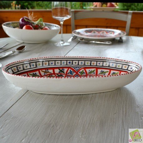 Plat ovale Jileni rouge - L 30 cm