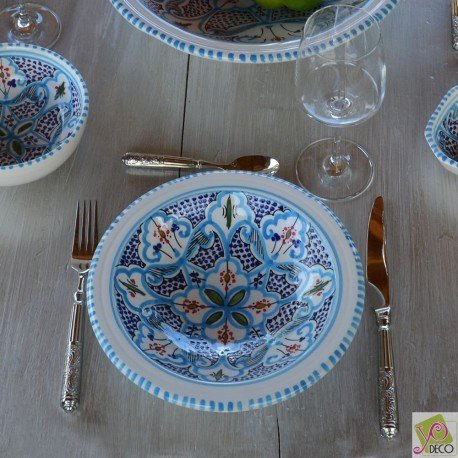 Lot de 6 assiettes Tebsi Marocain turquoise - D...