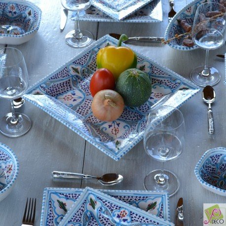 Plat carré Marocain turquoise - L 30 cm
