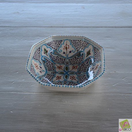 Plat octogonal Marocain turquoise - L 20 cm