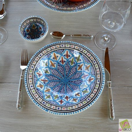 Assiette Tebsi Jileni turquoise - D 23 cm