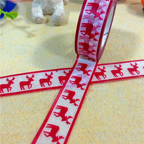 1 x grand rouleau de 10 m (# 16-red/blanc renne...