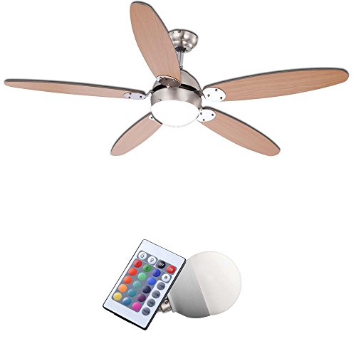 etc-shop Ventilateur de plafond LED RGB fan 3 niveaux de salon lampe couleur changeur variateur EEK A code EAN B019NV65GO 