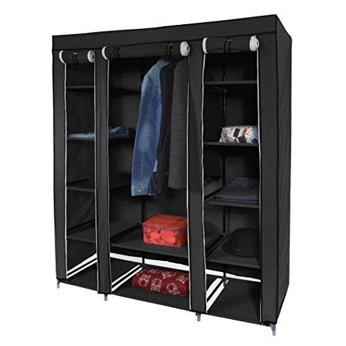 Mari Home roston noir xl armoire de rangement/penderie de vêtement pliable en toile 150 x 45 x