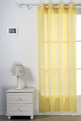 Deconovo Doconovo Rideau en Tulle Voilage à Oeillets Aspect Lin pour Maison 140x175 cm Jaune code EAN B019XHD6CE 