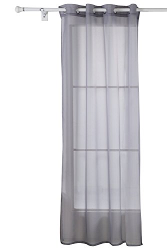 Rideau en voile voilage à oeillets 140x245 cm gris