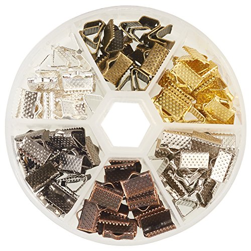 pandahall PandaHall Elite- 1 Boite/120pcs Sans Nickel Embout de Ruban Ribbon Ends Mixte Couleur 10x7x5mm, trou: 2mm code EAN B019Z8B5X8 