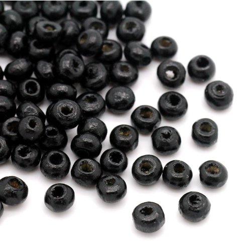 Lot de 3000 Perles en bois ronde noire, 4 mm, t...