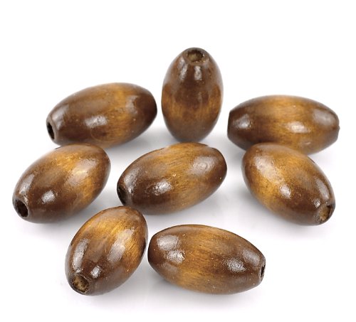 Lot de 50 perles en bois ovale kaffeebraun, 15 ...