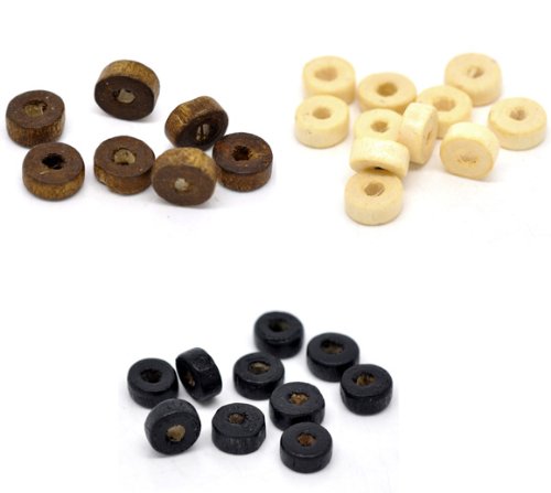 Lot de 3000 perles rondelles en bois, en 3 coul...