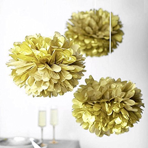 Lot de 5 pompons tissu papier de soie pour deco...