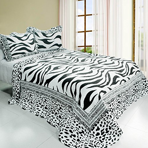 [Motif Animal] coton Lot de 3 vermicelli-quilted Imprimé Rayures Parure de lit double/king size (UK)/(nous Full/Queen taille) B01CE6VNUI Blancho