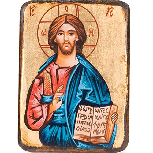 Icône du Christ Pantocrator livre ouvert Roumanie