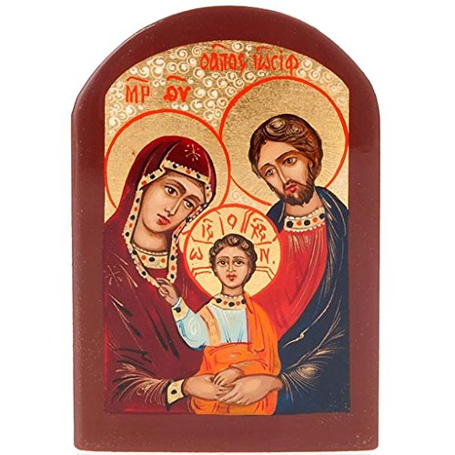 Icône russe sainte famille 6x9 cm cadre marron
