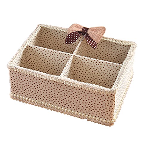 Floral Crème Fabrics Colored bureau Organisateurs Box 4 Grids Boîte de rangement B01COX5PUU Blancho