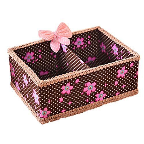 Tissus Floral Coffee Bureau Organisateurs Box Quadrate 2 Grid Boîte de rangement B01COX5U4G Blancho