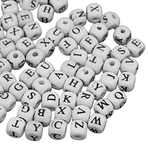 Housweety HOUSWEETY 300 Mixte Perles en Bois Lettre Cube Blanc 8x8mm code EAN B01CQMW4Z8 