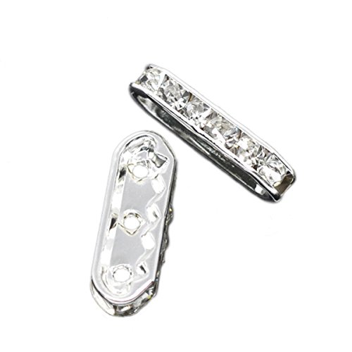 HOUSWEETY 30 Perles Intercalaires Strass Argent...