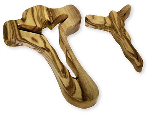 Christ-en-or Double croix murale - Bois d'olivier - Sculpté à la main code EAN B01CQYL0HO 