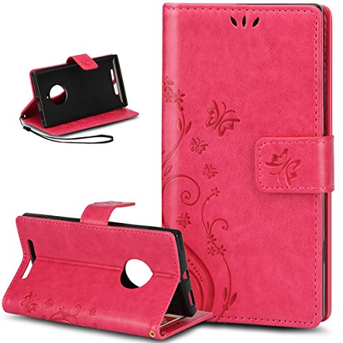 ikasus Coque Nokia Lumia 830,Etui Nokia Lumia 830, ikasus® Coque Nokia Lumia 830 Bookstyle Étui Housse en Cuir Case, Gaufrage Art Fleur de Papillon Image Etui Housse Cuir PU Portefeuille Folio Flip Case Cover Wallet Coque Protection Étui avec Flex Soft Silicone TPU et Fonction Support Fermeture Aimantée Carte de crédit Logement Poches Case Coque Housse Étui pour Nokia Lumia 830 - Petit papillon:Rose vif code EAN B01CWW5XCI 