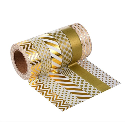 Lot De 6 Rouleaux De Ruban Washi Pailleté Noir - Pour Scrapbooking, Décoration DIY, Loisirs Créatifs