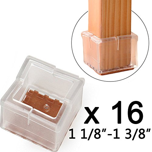 Anwenk anwenk Chaise jambe sol Protection Chaise jambe de sol Protection Meubles Chaise Sol pieds Protection | Best Chaise jambe, pointes Bouchons en silicone flexible, Carré, 1 1/20,3 cm -1 3/20,3 cm, transparent (Lot de 16) code EAN B01DPUHP7M 