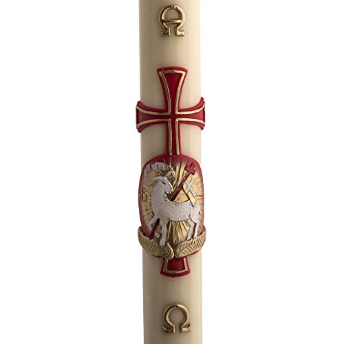 Cierge Pascal cire abeilles RENFORT Agneau croi...